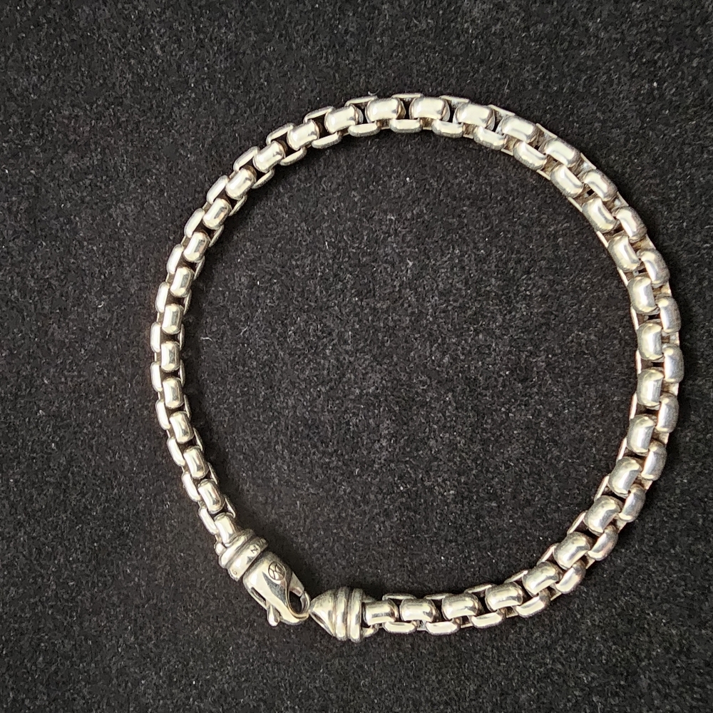 David Yurman 5 mm box chain bracelet 8 & 3/8" 925 sterling silver.